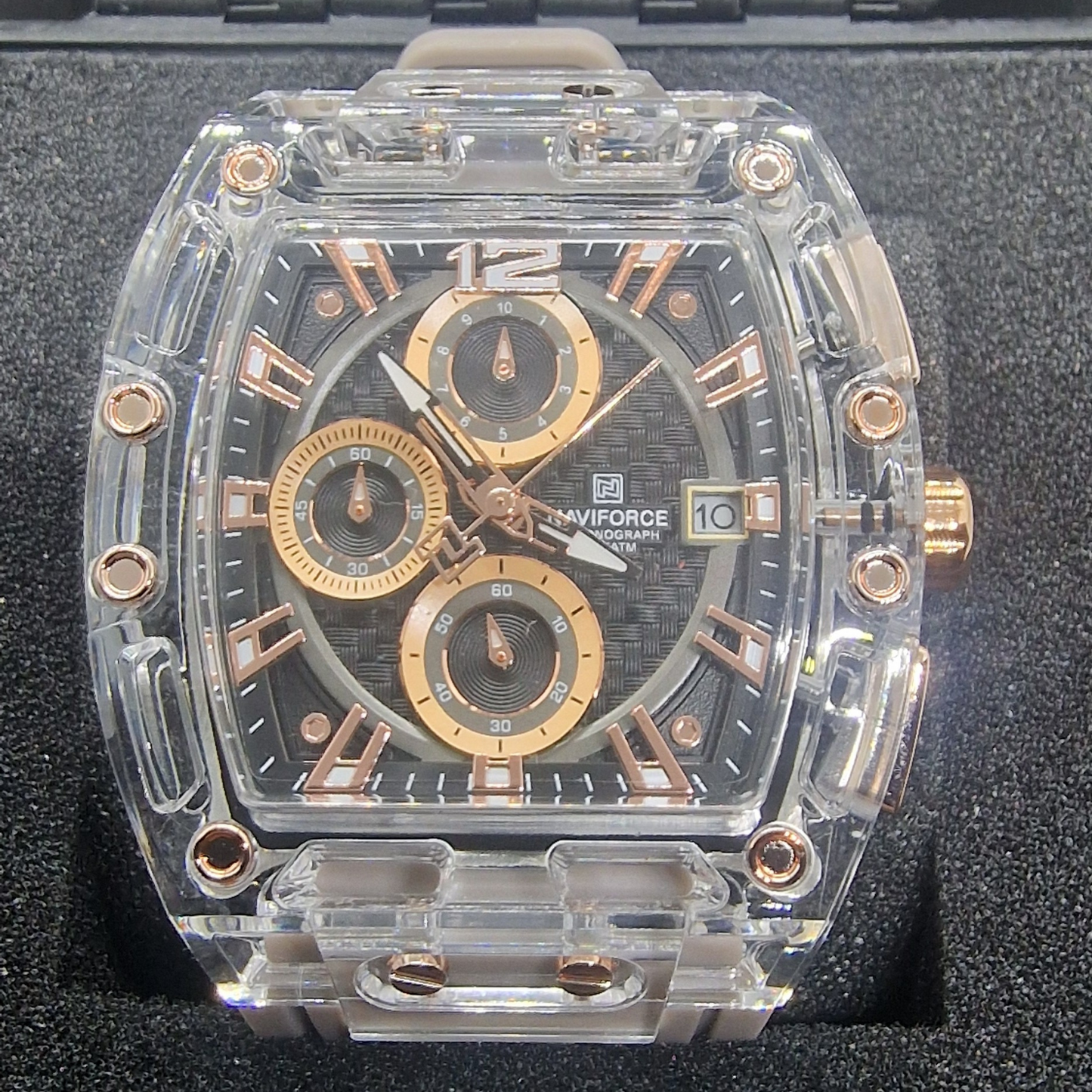 NAVIFORCE Chronograph with Transparent & Luxury Gold Accents