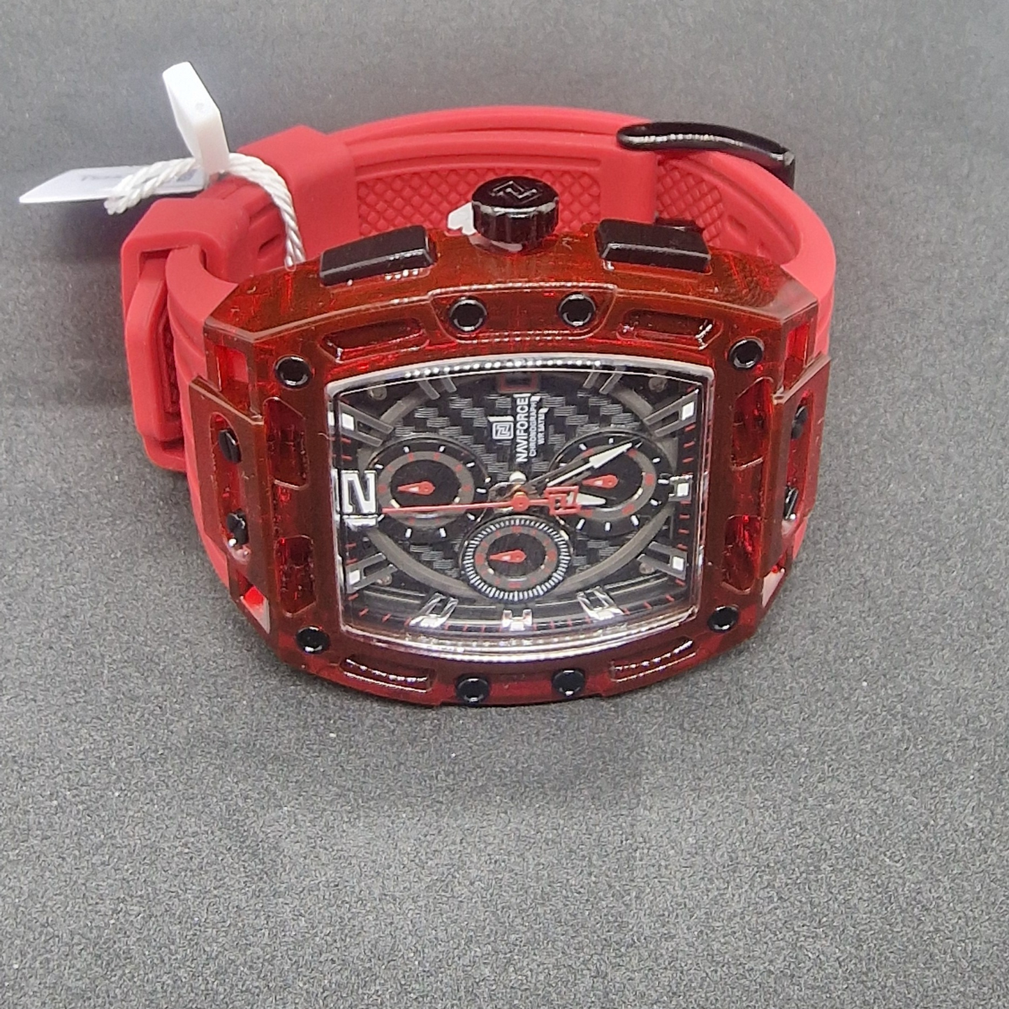 NAVIFORCE Chronograph – Red Transparent Case – Waterproof – Luxury & Sporty Design