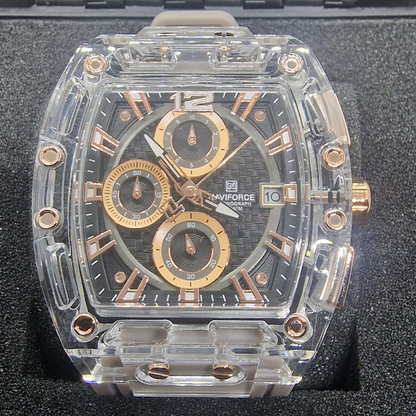 NAVIFORCE Chronograph with Transparent & Luxury Gold Accents