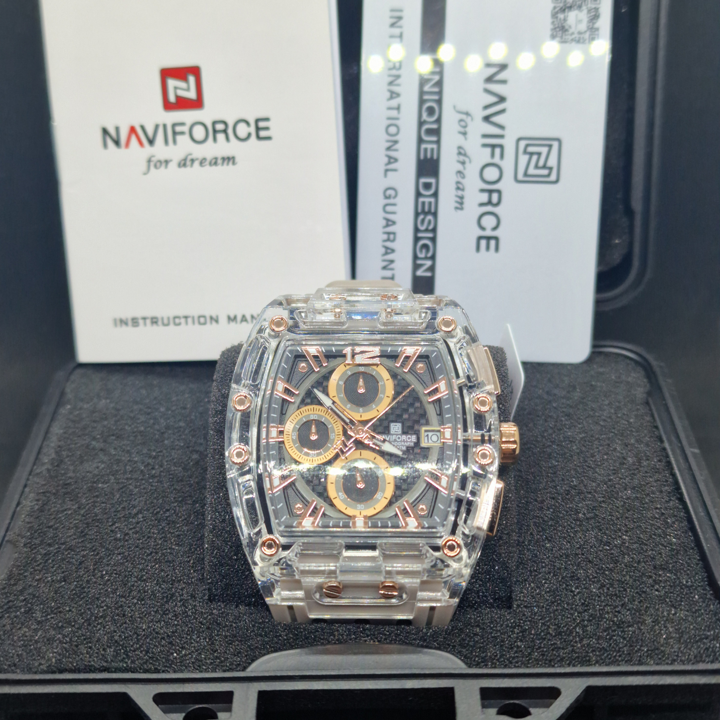 NAVIFORCE Chronograph with Transparent & Luxury Gold Accents